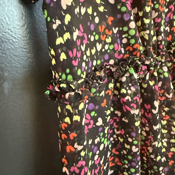 Ted Baker M (2) sheer baby doll drawstring heart pattern Floral EUC ruffles! - Picture 5 of 15